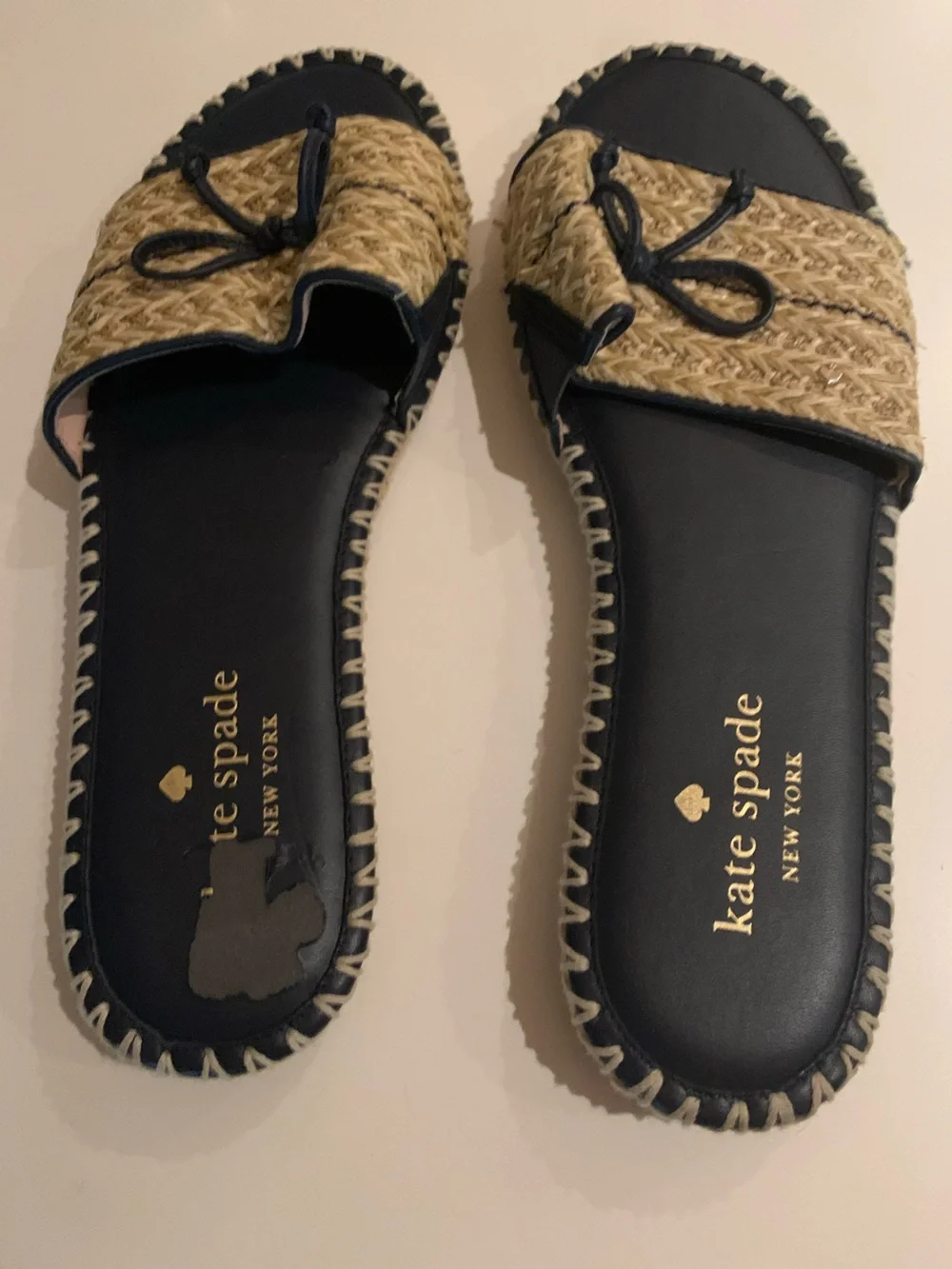 kate spade navy and natural espadrille flats